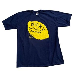 NEW -  90s Rick's Spiked Lemonade "Rick's Rocks!" Navy Blue T-Shirt Size XL